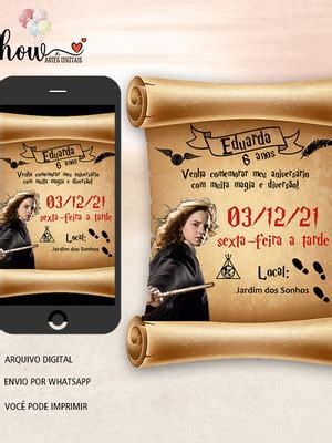 Convite Digital Hermione Harry Potter Elo Produtos Especiais