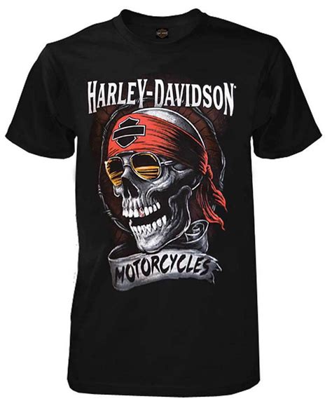 Harley Davidson Hommes Distressed Shady Skull Manches Courtes T Shirt