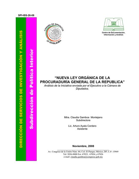 Nueva Ley Org Nica De La Procuradur A General De La Republica