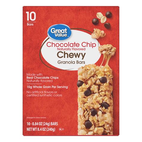 Great Value Chocolate Chip Chewy Granola Bars Oz Count