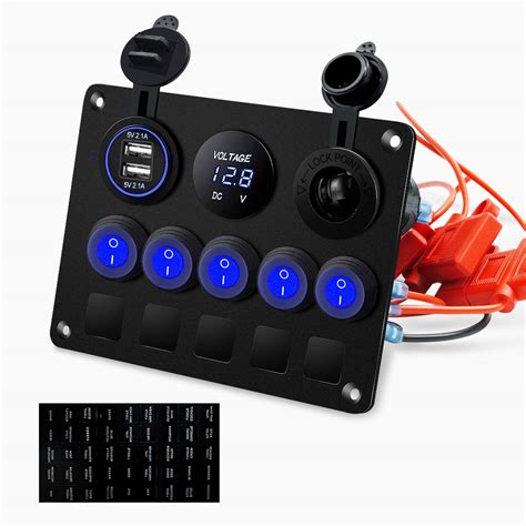 Garfour Upgrade Blue Gang Marine Boat Rocker Switch Panel Circuit