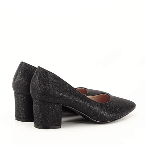 Pantofi Negri Cu Toc Gros Aura 04 Marketplace Online Infinityro