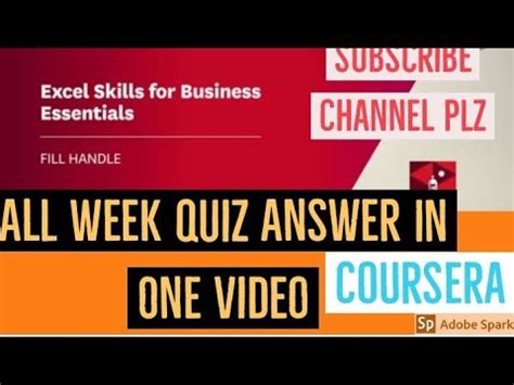 Excel Skills For Business Essentials All Week Quiz Answer Excel