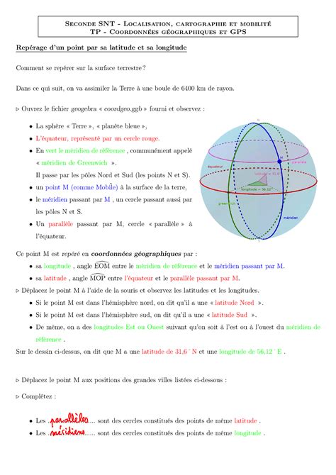 Correction Des Exercices Pour Avancer Seconde SNT Localisation