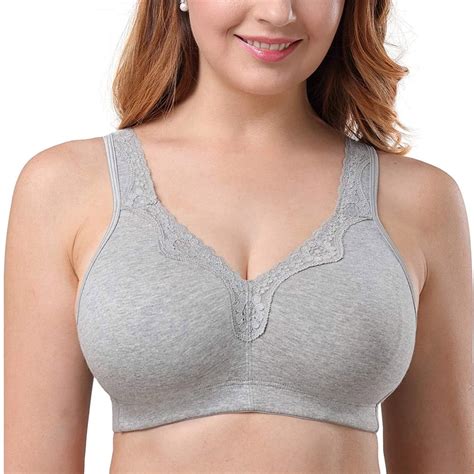 Women S Cotton Full Coverage Wirefree Non Padded Lace Plus Size Bra 46c