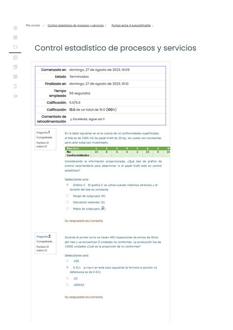 Puntos Extra Autocalificable Revisi N Del Intento Control