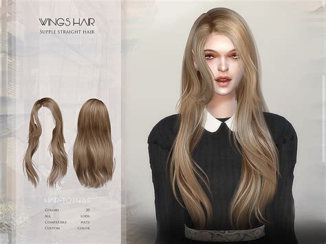 The Sims Resource Wings To1125 Supple Straight Hair Sims Hair