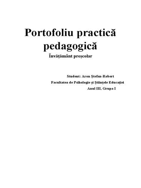 Portofoliu Practica Prescolar Ii Pdf