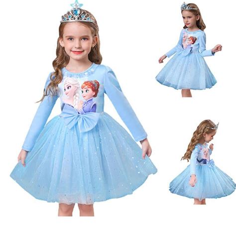 Xnb Girls Frozen Elsa Princess Fancy Outfit Long Sleeve Toddler Kids