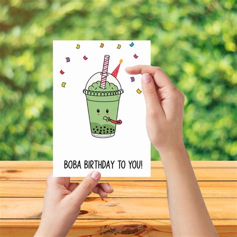 Boba Tea Birthday Card Bubble Tea Card Cute Birthday Card Pun Funny