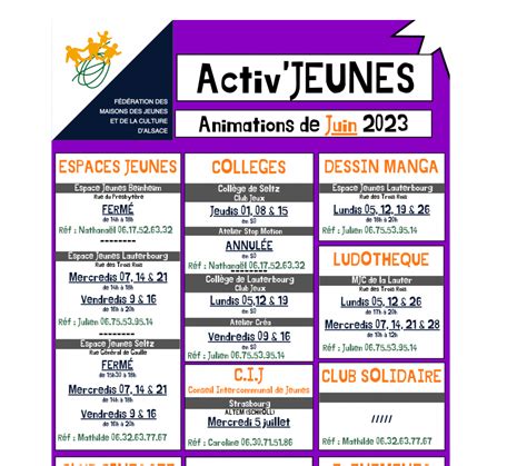 Activ Jeunes Juin 2023 Actualités Commune Schaffhouse près Seltz