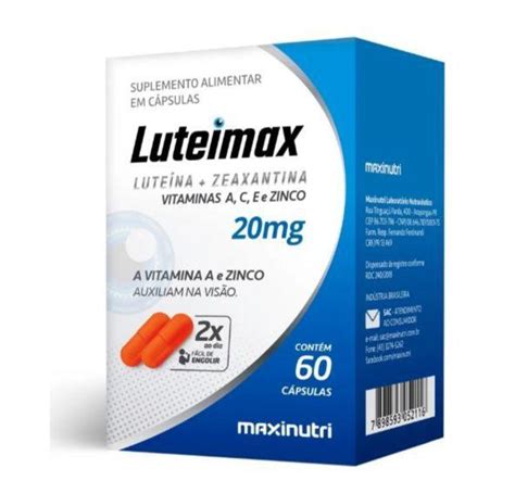 Luteimax Luteína Zeaxantina Vit A C E E Zinco 60cps MAXINUTRI