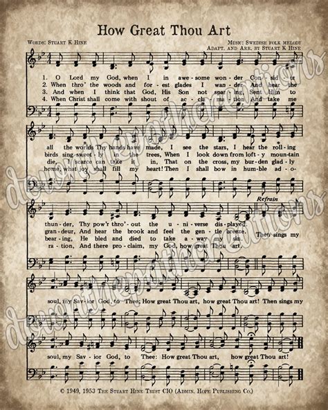 How Great Thou Art Print Printable Vintage Sheet Music Etsy