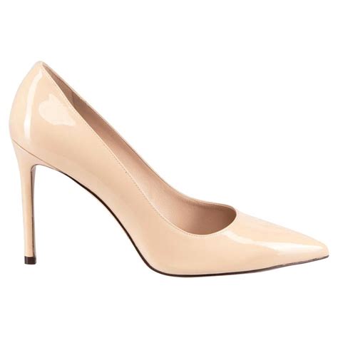 Stuart Weitzman Nude Patent Leigh Point Pumps Size IT For Sale At StDibs