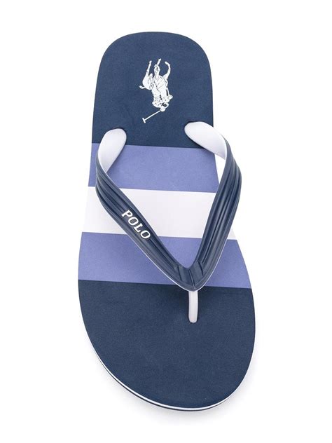 Lyst Polo Ralph Lauren Logo Print Flip Flops In Blue For Men