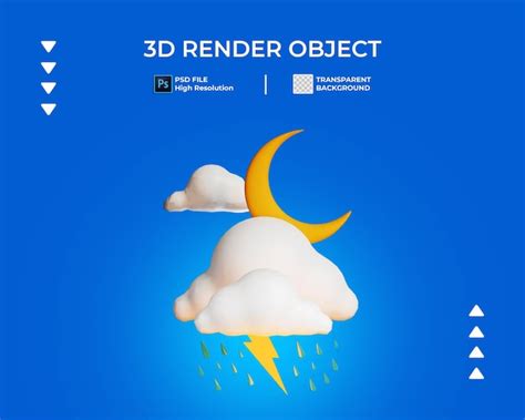 Render D De Icono De Clima De Noche Lluviosa Aislado Archivo Psd Premium