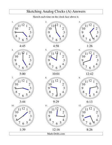 Sketching Time On Analog Clocks In Minute Intervals Old