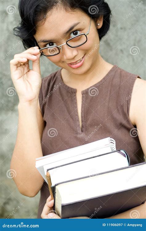 Smart Woman with Books on Hands Stock Image - Image of school ...