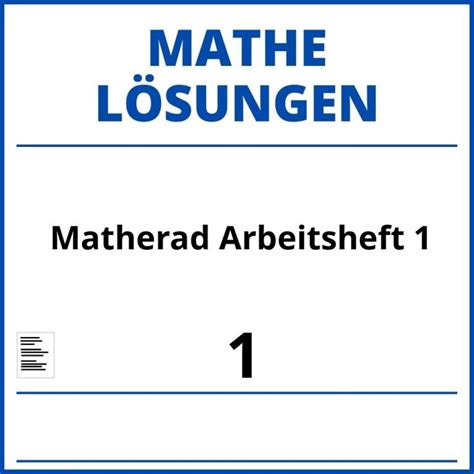 Matherad 1 Arbeitsheft Lösungen Pdf