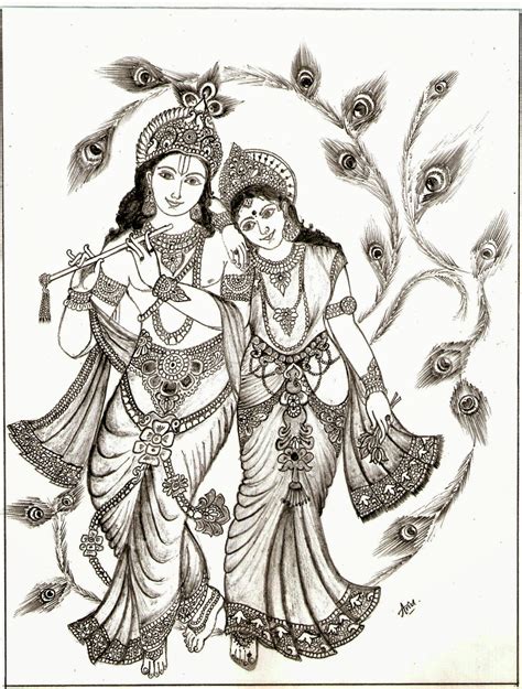 Krishna Sketch at PaintingValley.com | Explore collection of Krishna Sketch