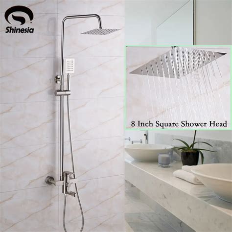 Brushed Nickel 8 Inch Shower Head Bathroom Shower Faucet Bathtub Spout ...