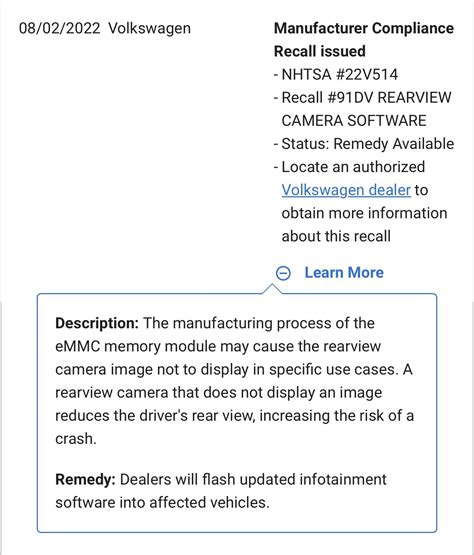 2021 GTI SE recall over rearview camera malfunction. So basically