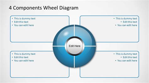 Blue 4 Components Wheel diagram다이어그램s for 무료ppt템플릿