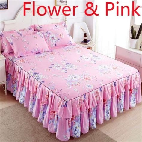 Floral Bed Skirt Dust Ruffle Bedspread Covers Bedding Pillowcase Twin