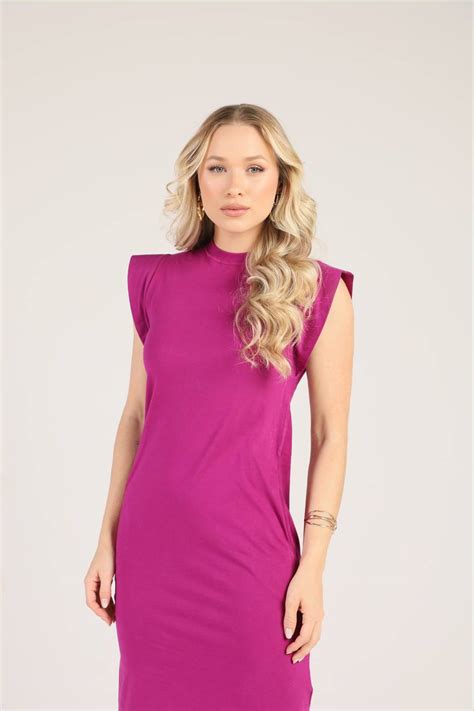 Vestido Midi Muscle Roxo Deluxe Valentt Fabrica De Moda