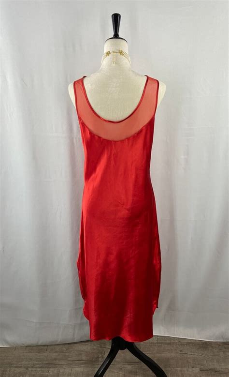 Vintage Red Satin Slip Nightgown Lingerie By Inner Mo Gem