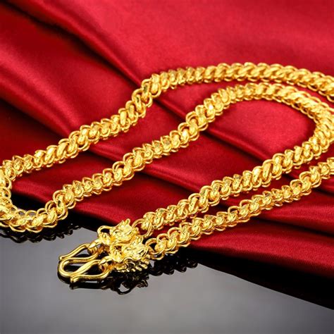 Pure 999 24k Yellow Gold Necklace Menandwomen Dragon Link Chain Necklace 50 51g Charms For