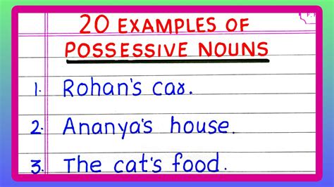 Possessive Nouns Examples In English Grammar 5 10 20 Examples