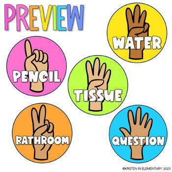 Bright Rainbow Hand Signal Posters For Classroom Management Multicultural