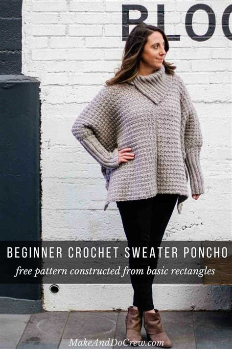 Crochet Sweater Poncho With Sleeves Free Pattern Artofit