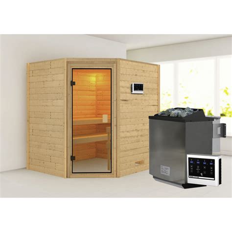 KARIBU Sauna Mia Inkl 9 KW Bio Kombi Saunaofen Mit Externer