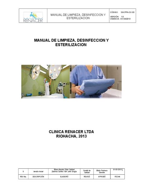 Manual De Limpieza Desinfeccion Y Esterilizacion Clinica Renacer