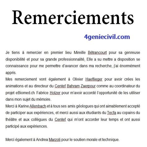 Exemple Remerciement Rapport De Stage Word