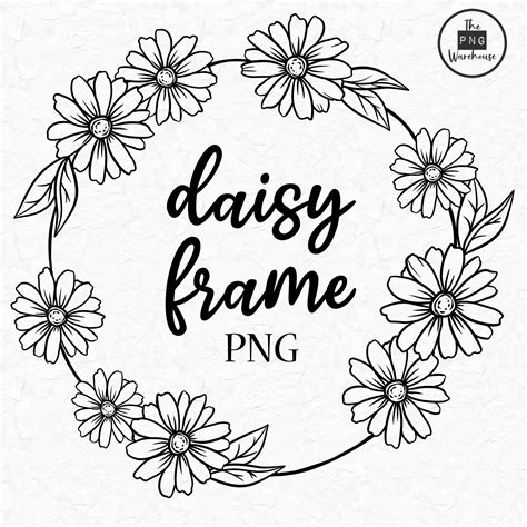 Daisy Frame Wreath Hand Drawn Floral Frame Very Large Png Transparent