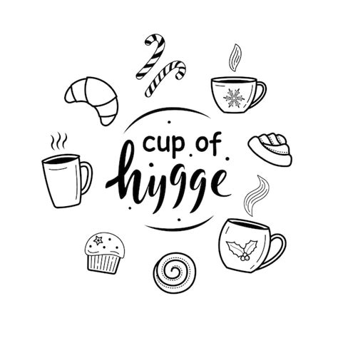 Premium Vector Set Of Hot Drinks And Desserts Elements Cup Of Hygge Coffee Tea Hot Chocolate