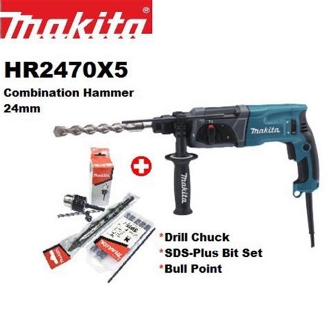 Makita Hr2470x5 Hr2470 Rotary Hammer 780w 24mm 3 Functions Hack Drill