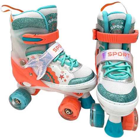 Patins Quad Infantil Rodas Led Sereia Ajustavel Shopee Brasil