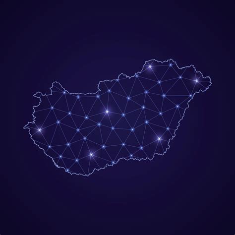 Digital network map of Hungary. Abstract connect line and dot 11434027
