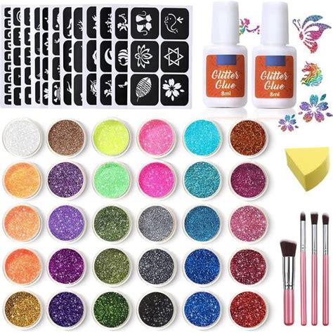 Kit Tatouage Paillettes Tatouage Temporaires Couleur Pochoir