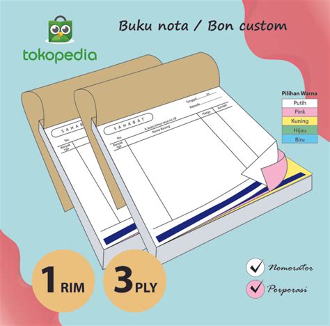 Jual CETAK NOTA 1 RIM 3 PLY RANGKAP Custom NCR INVOICE BON 3ply