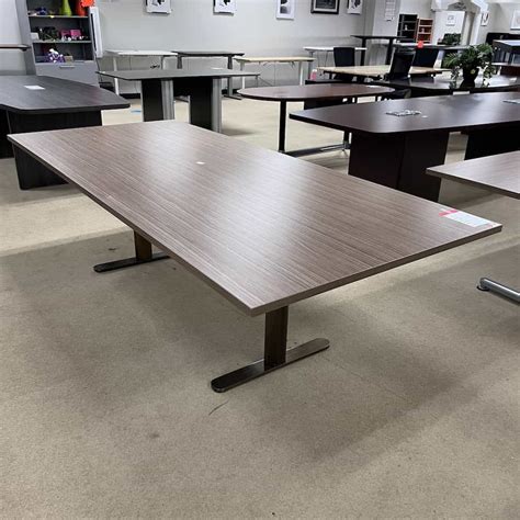 6 Ft Cherry And Silver Racetrack Conference Table With Metal Base