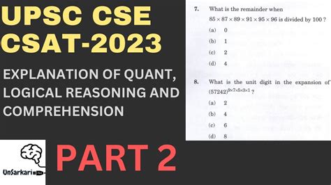 PART 2 UPSC 2023 CSAT QUANT LOGICAL REASONING AND COMPREHENSION