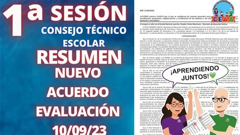 CEAA RESUMEN Nuevo Acuerdo Evaluación 10 09 23 Preescolar Primaria