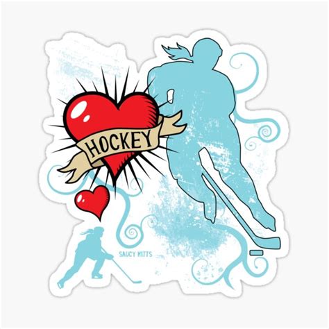 Women S Hockey Player Heart Tattoo Sticker For Sale By Saucymitts Redbubble