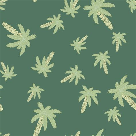 Random Seamless Pattern In Doodle Style With Hand Drawn Tropical Palm