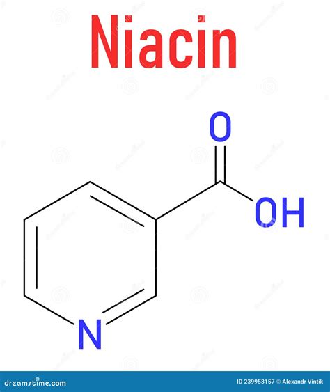 Vitamin B Or Niacin Molecule Skeletal Formula Stock Vector